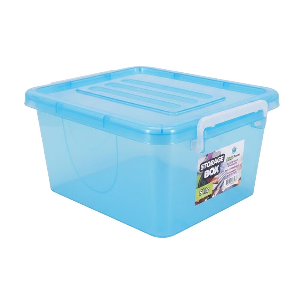 12PK Braz 5L Mini Plastic Storage Container Box W/ Latch Lid 28x21.5x13cm Assrtd