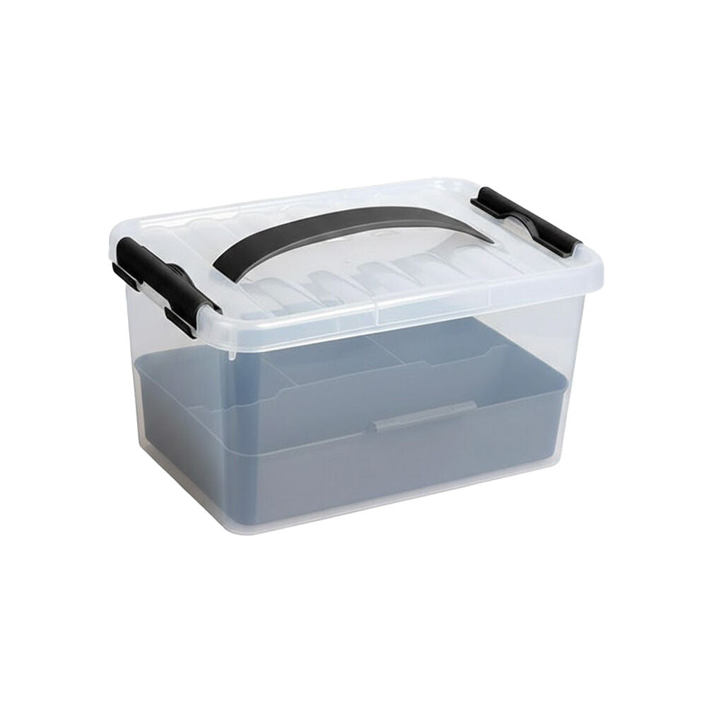 4PK Braz Plastic 6 Compartment Storage Container W/ Secure Clip Lid 6.5L Assrtd