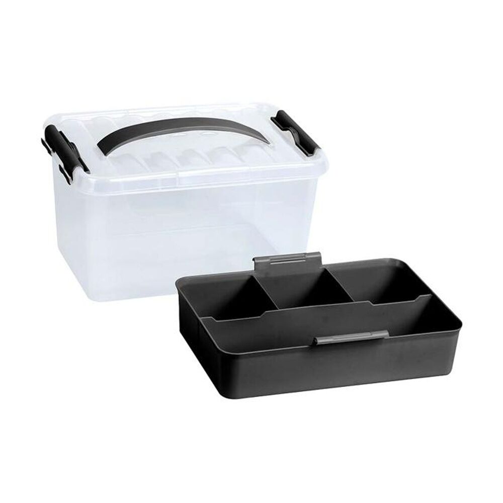 4PK Braz Plastic 6 Compartment Storage Container W/ Secure Clip Lid 6.5L Assrtd