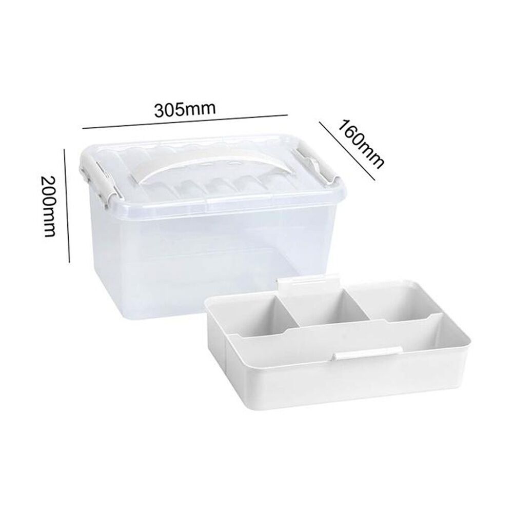 4PK Braz Plastic 6 Compartment Storage Container W/ Secure Clip Lid 6.5L Assrtd