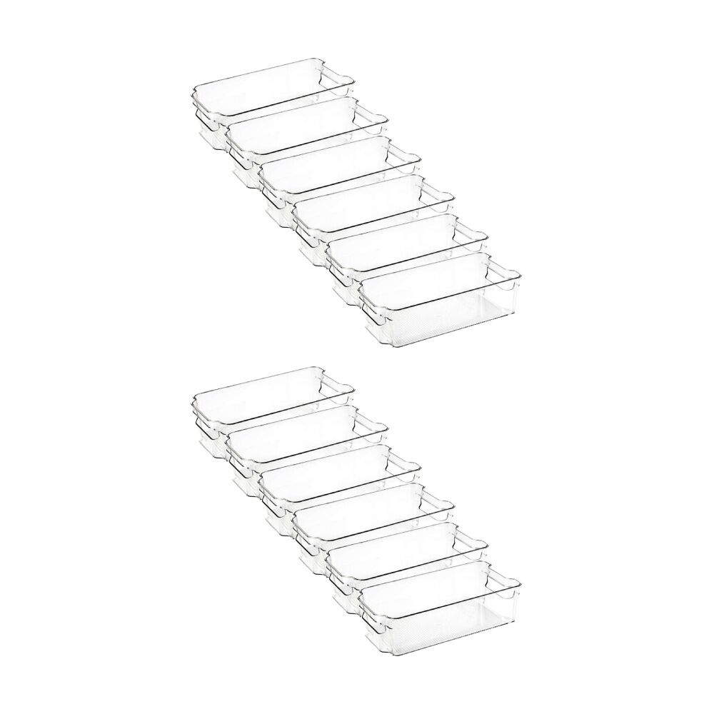 12PK Braz Small Stack Food Storage Container Bin W/ Handles 32x15.5x9cm Clear