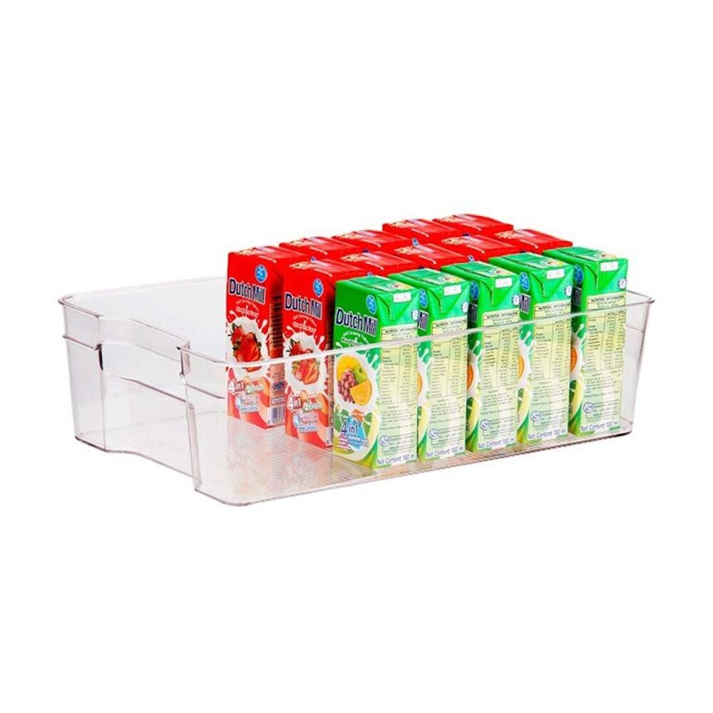 6PK Braz Medium Stack Food Storage Container Bin W/ Handles 32x21x9cm Clear