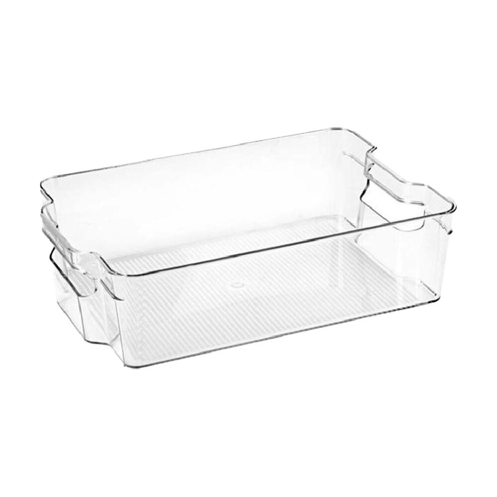 6PK Braz Large Stack Food Storage Container Bin W/ Handles 37.5x22x10cm Clear