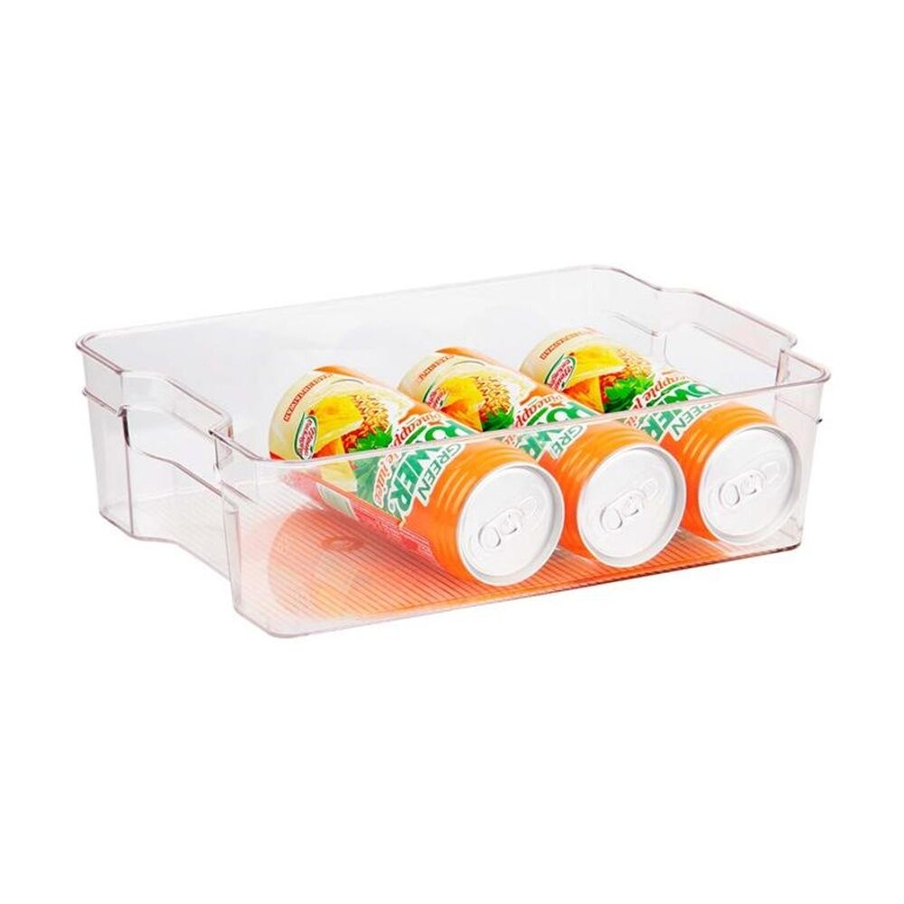 6PK Braz Large Stack Food Storage Container Bin W/ Handles 37.5x22x10cm Clear