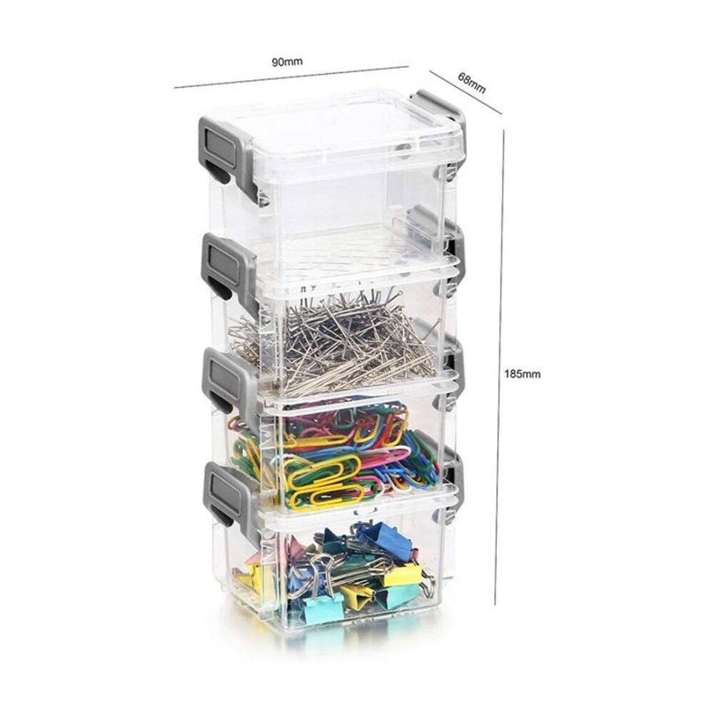 24x 4pc Braz Plastic Stack Container Storage Box W/ Clip on Lid 9x6x18cm Clear