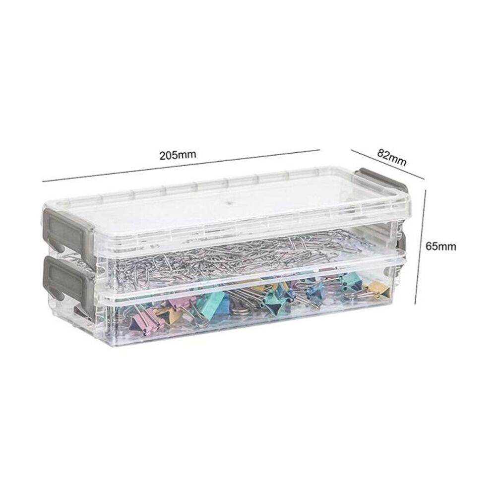 12x 2pc Braz Plastic Stack Container Storage Box W/ Clip on Lid 20x8x6cm Clear