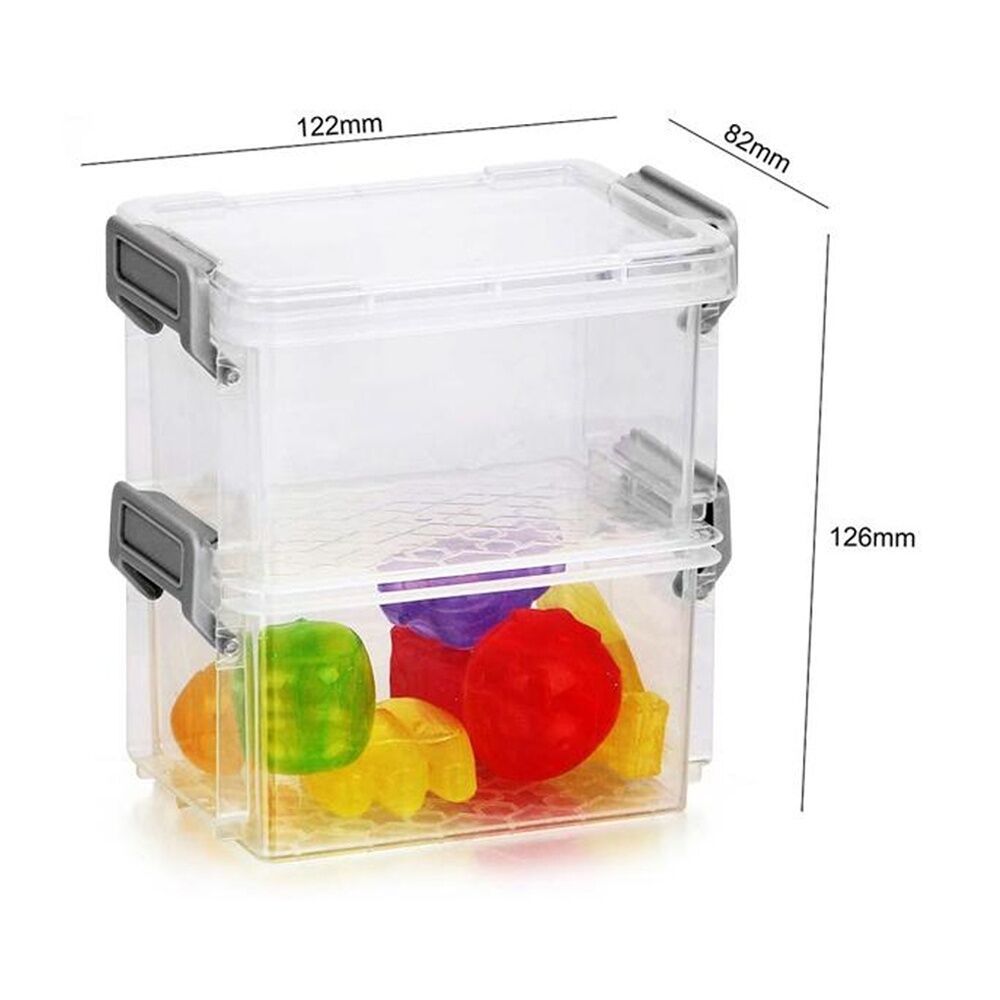 24x 2pc Braz Plastic Stack Container Storage Box W/ Clip on Lid 12x8x12cm Clear