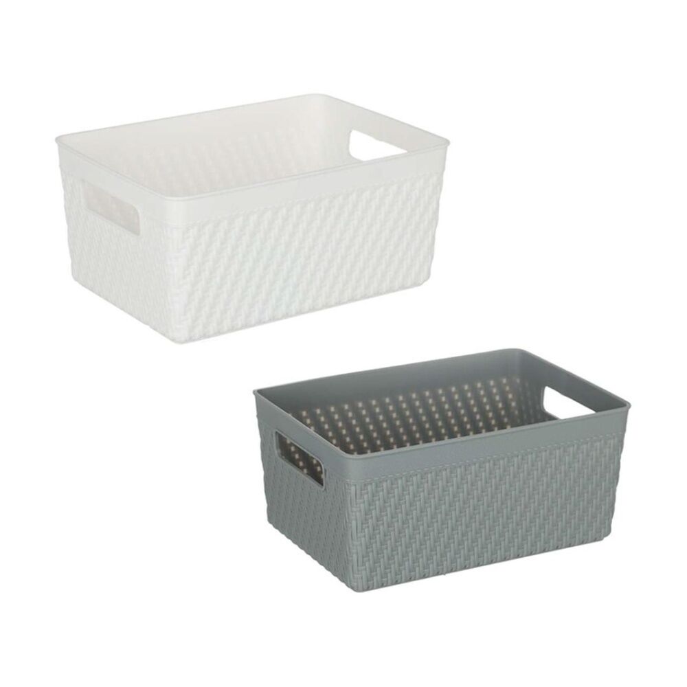12PK Braz Home Organisation Plastic Thatch Storage Basket 21x15x9cm 3L Assorted