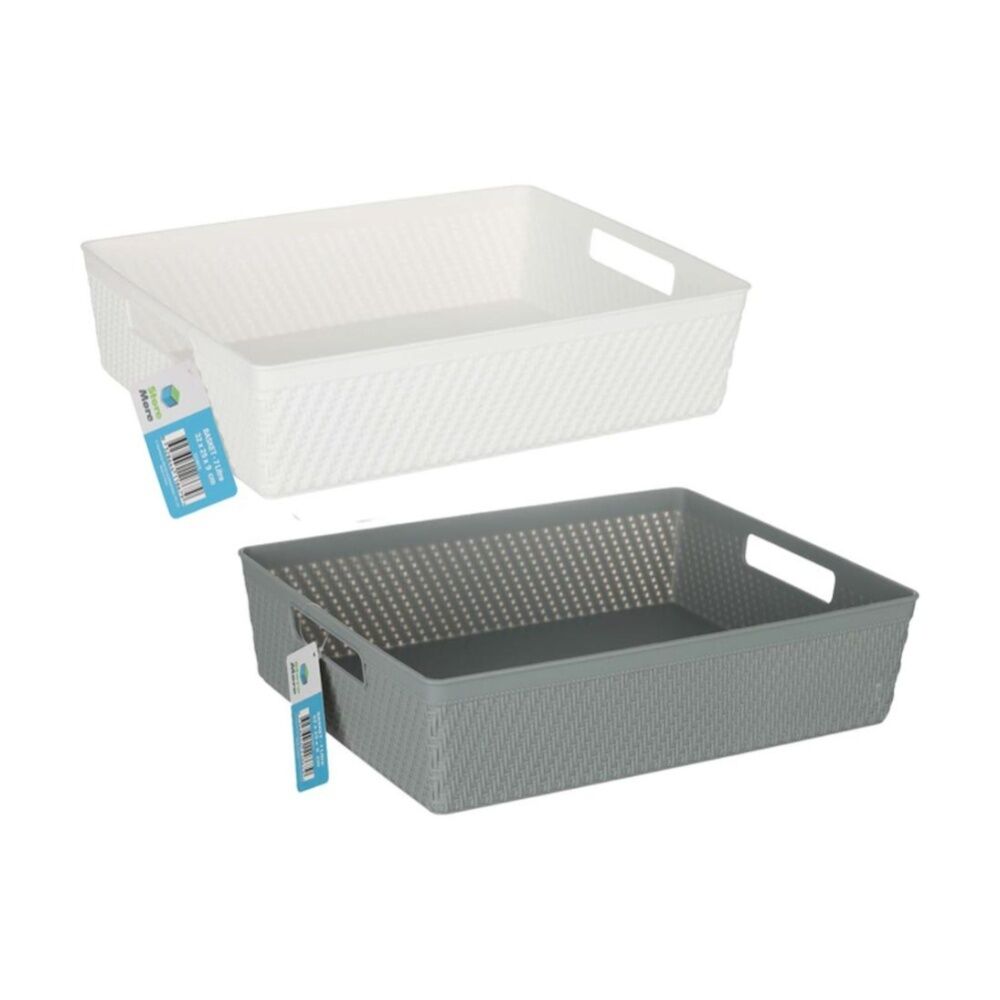 8PK Braz Home Organisation Plastic Thatch Storage Basket 32x25x9cm 7L Assorted
