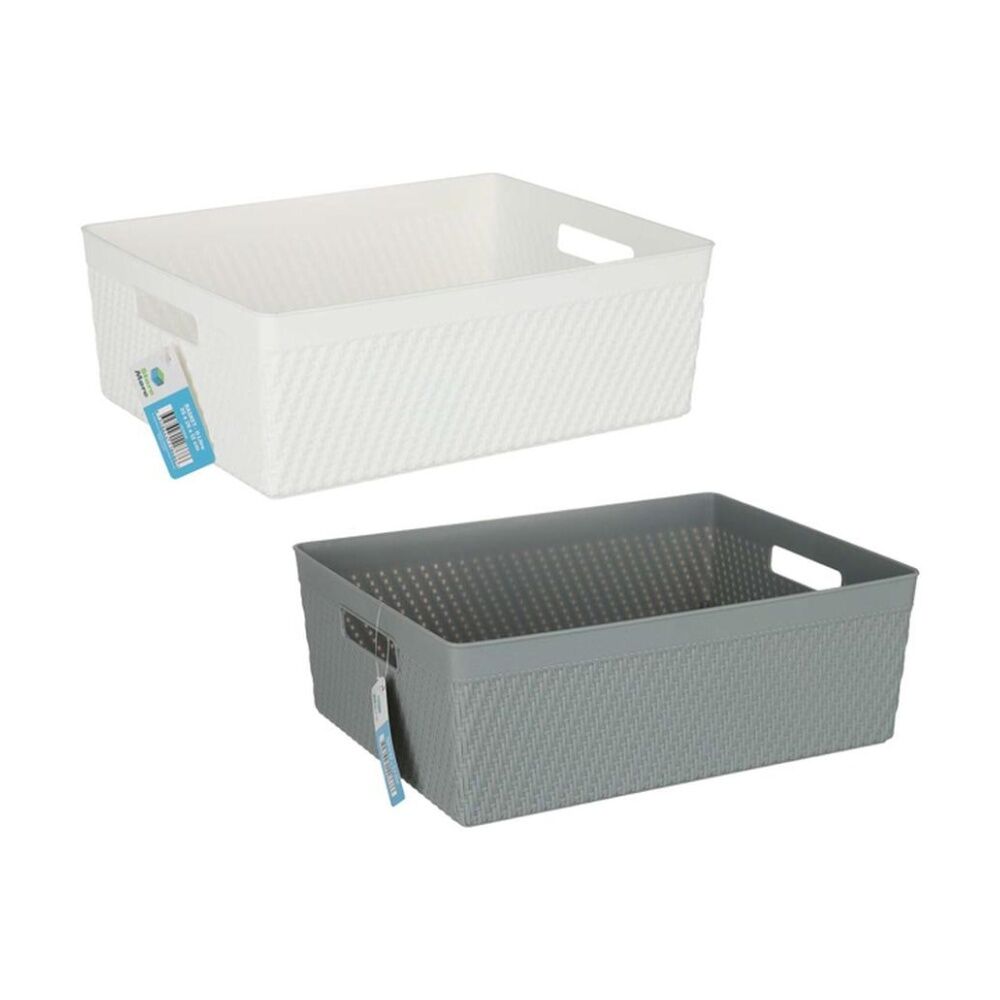 4PK Braz Home Organisation Plastic Thatch Storage Basket 35x26x12cm 11L Assorted