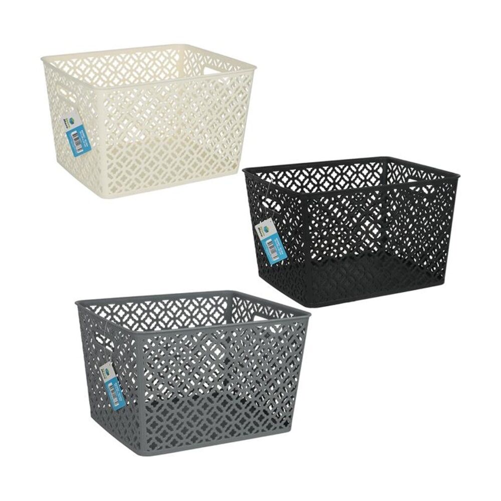4PK Braz Home Organisation Plastic Batik Storage Basket 35x29x22cm 19L Assorted