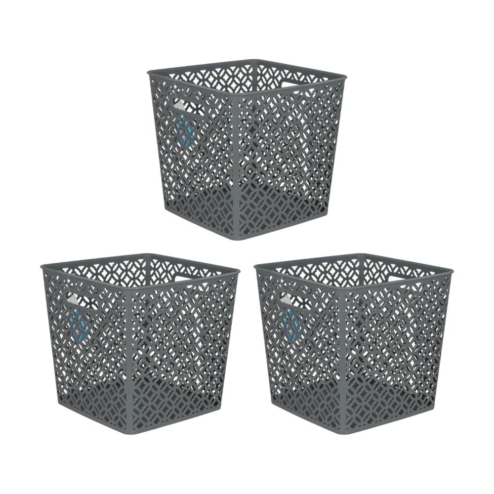 3PK Braz Home Organisation Plastic Batik Storage Basket 29x29x28cm 19L Assorted