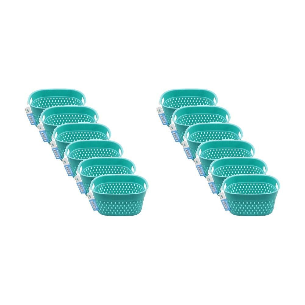 12PK Braz Home Organisation Plastic Storage Belle Basket Rect 23x17x12cm Assrtd