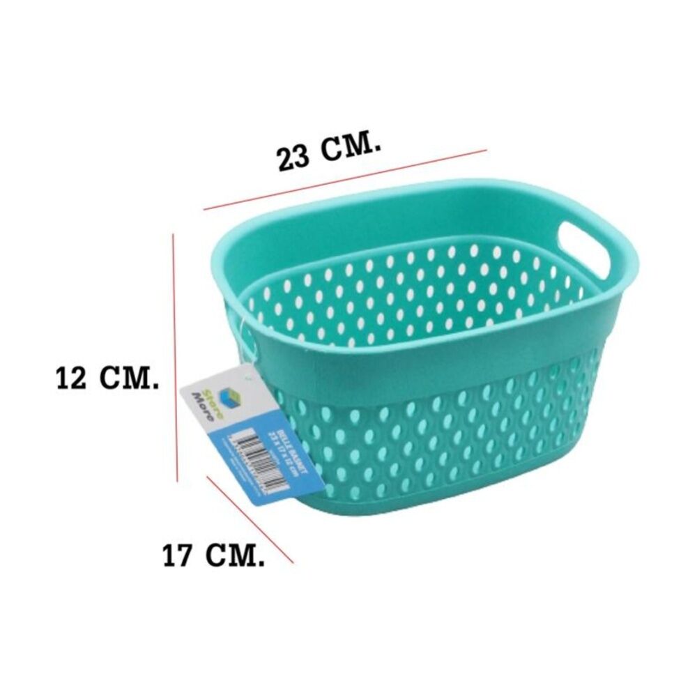 12PK Braz Home Organisation Plastic Storage Belle Basket Rect 23x17x12cm Assrtd