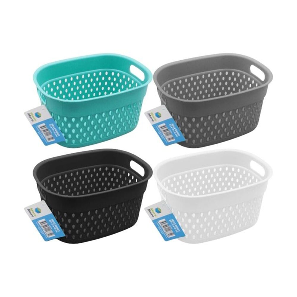 12PK Braz Home Organisation Plastic Storage Belle Basket Rect 23x17x12cm Assrtd
