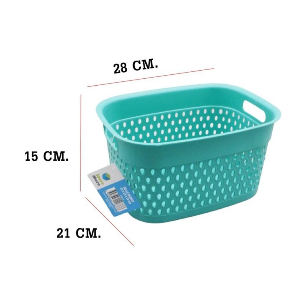 6PK Braz Home Organisation Plastic Storage Belle Basket Rect 28x21x15cm Assorted