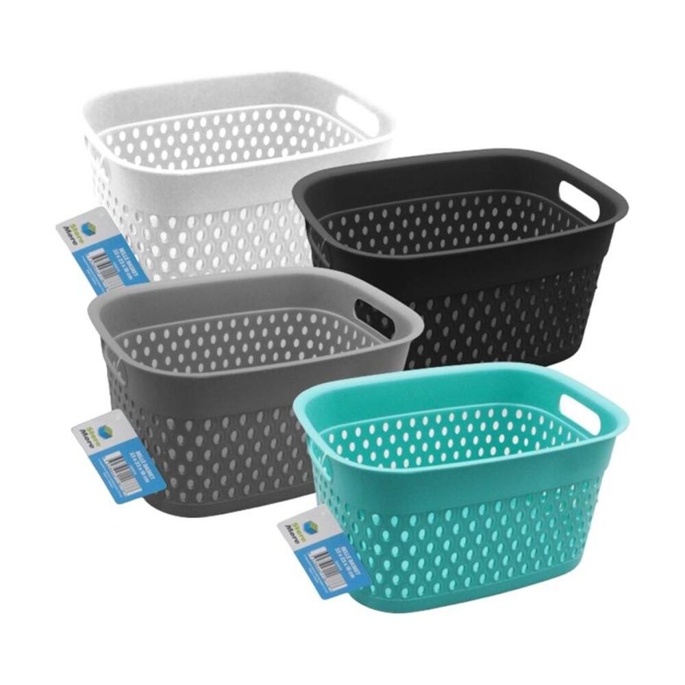 6PK Braz Home Organisation Plastic Storage Belle Basket Rect 28x21x15cm Assorted
