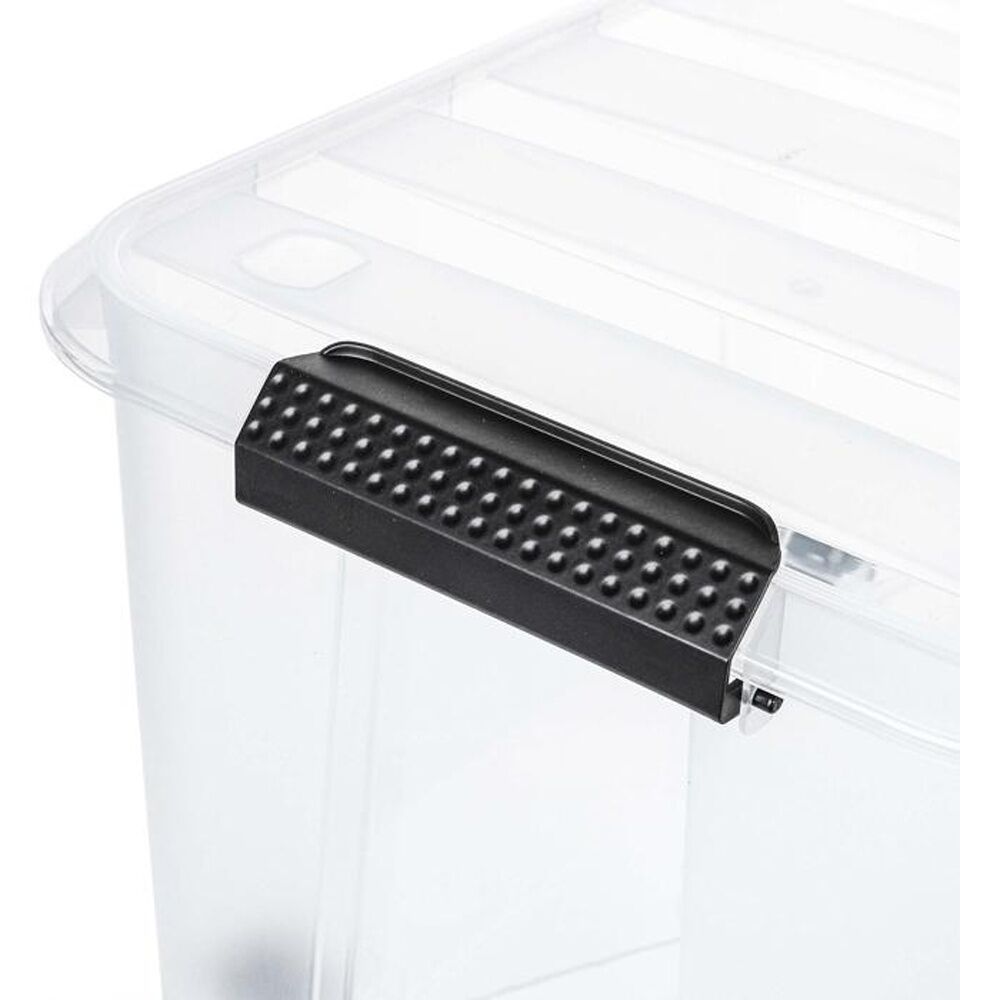 4PK Store More Plastic Storage Rolling Container Box W/ Lid Lock Clips 52L Clear