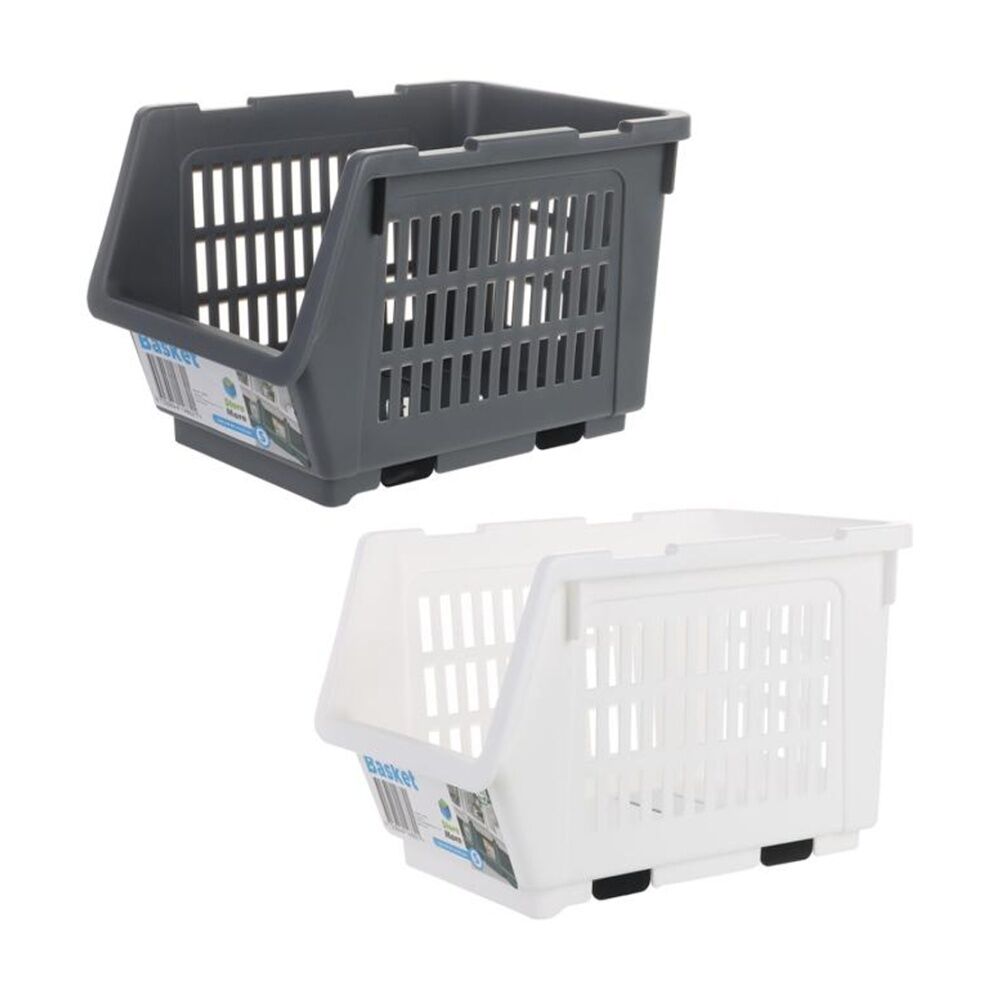 4PK Braz Ventilated Plastic Stackable Nesting Storage Basket Small Assorted