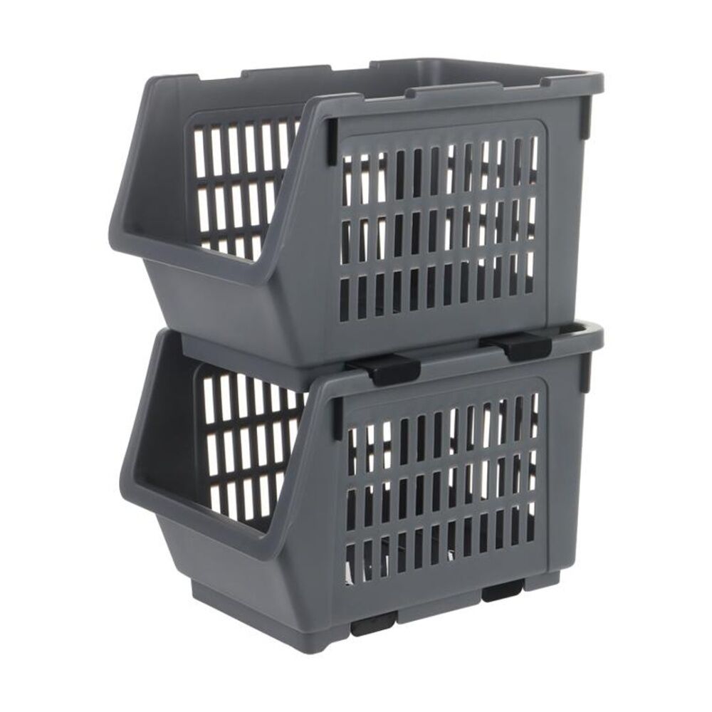 4PK Braz Ventilated Plastic Stackable Nesting Storage Basket Small Assorted