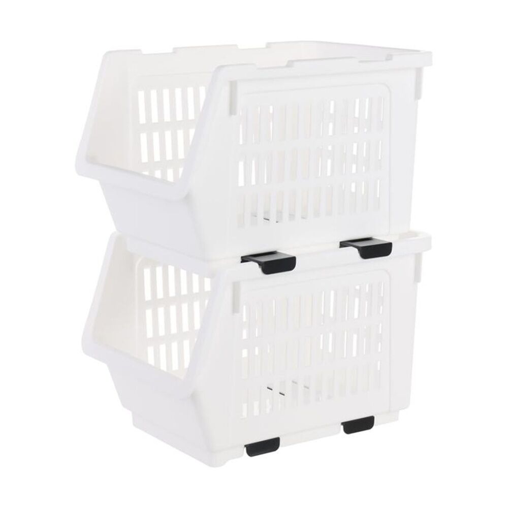 4PK Braz Ventilated Plastic Stackable Nesting Storage Basket Small Assorted