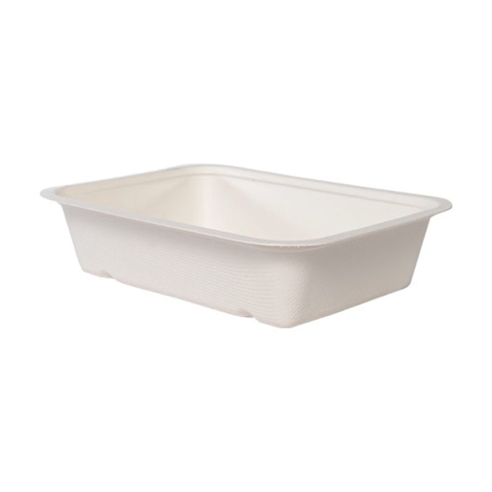 48x 4pc Partyware Earth-Friendly Durable Oven Tray Set 190x140x46mm Sugar Cane