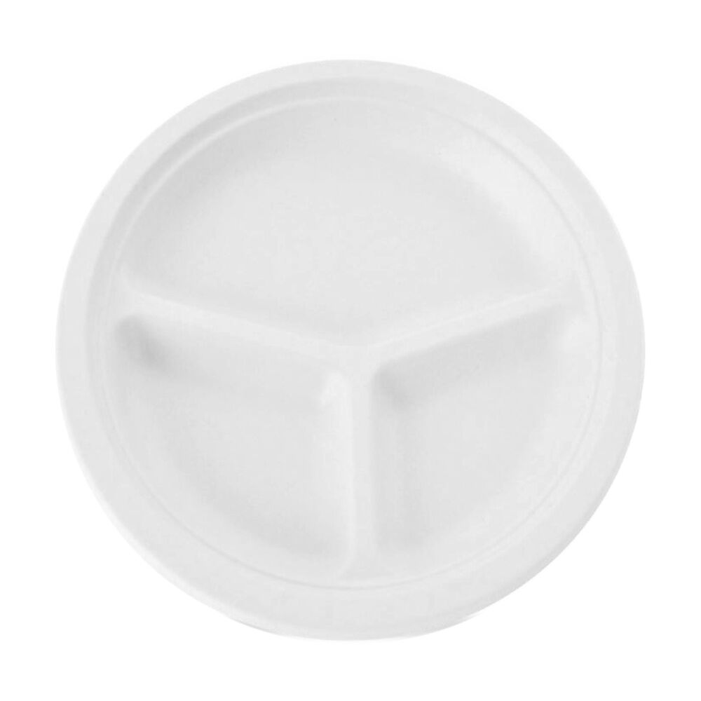 10x 20pc Partyware Earth-Friendly Durable 3 Compartment Plate 260mm Sugar Cane