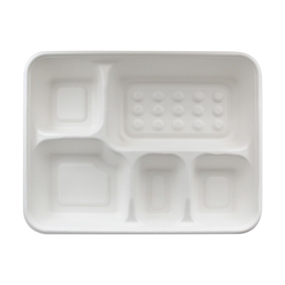 20x 20pc Partyware Durable 5 Compartment Plate 280x220mm Sugar Cane