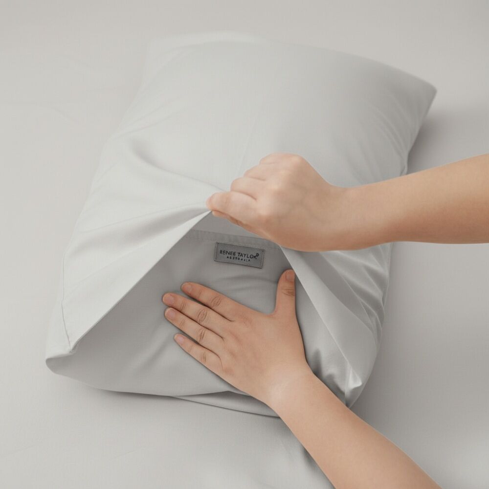 Renee Taylor 400TC Egyptian Cotton Sheet Set W/ P/Case Light Grey Antarctica King Single