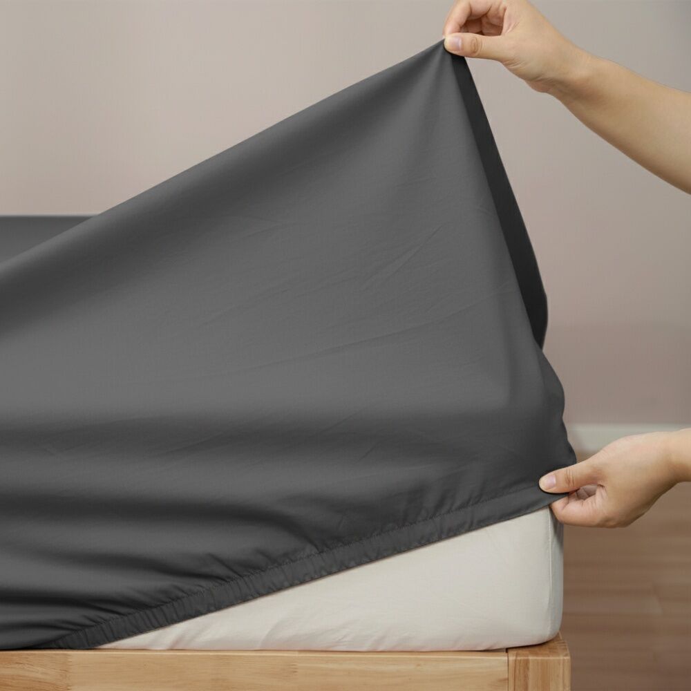 Renee Taylor 400TC Egyptian Cotton Sheet Set W/ Pillowcases Charcoal Magnet Super King