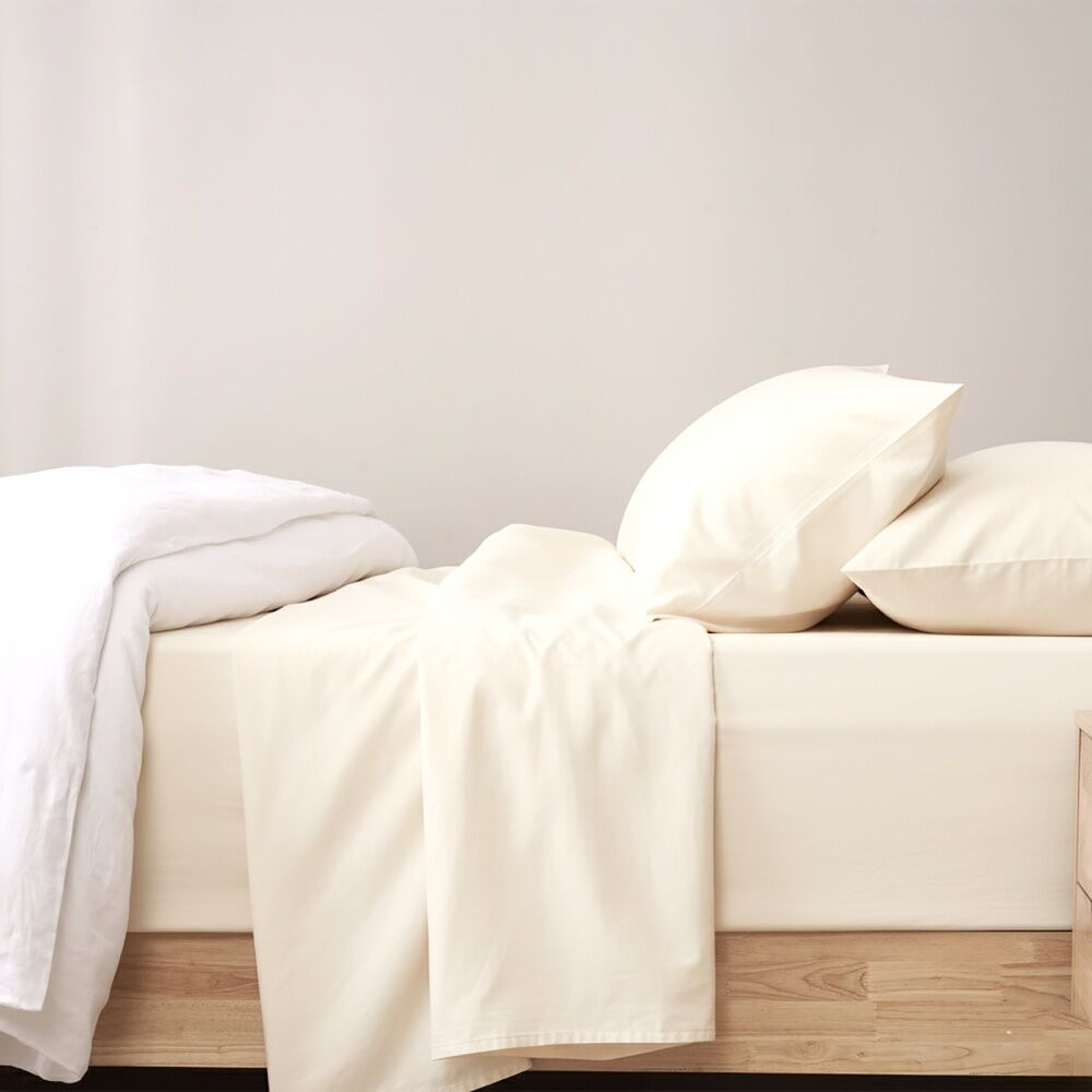 2pc Renee Taylor 400TC Egyptian Cotton Standard Pillowcase Pair Vainlla