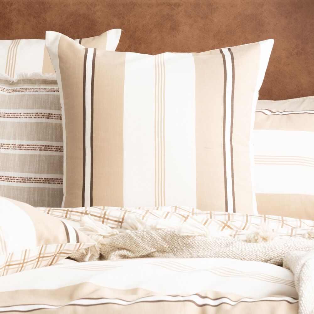 2PK Renee Taylor Textured Cotton Reversible European Pillowcase Stephine Stripe