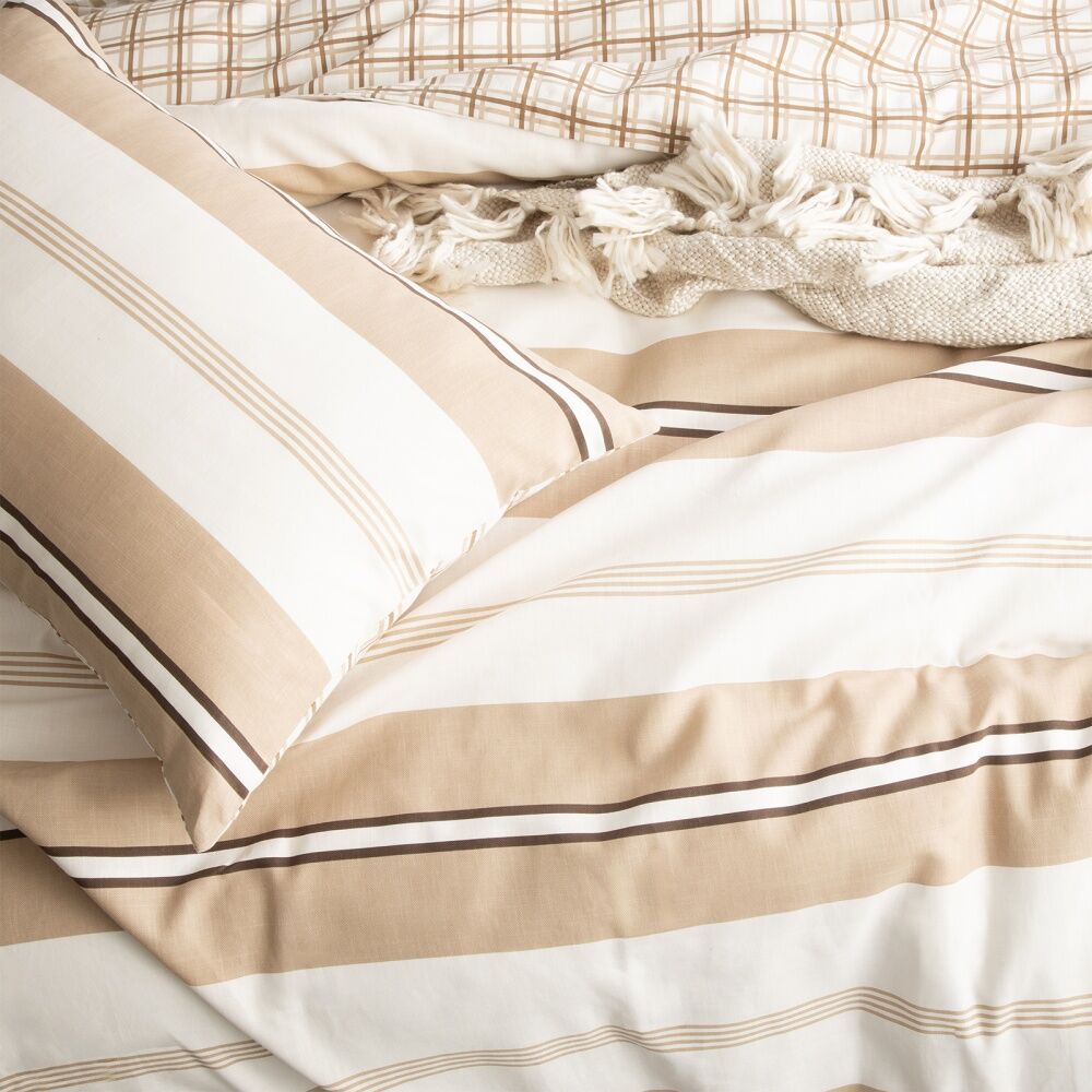 2PK Renee Taylor Textured Cotton Reversible European Pillowcase Stephine Stripe