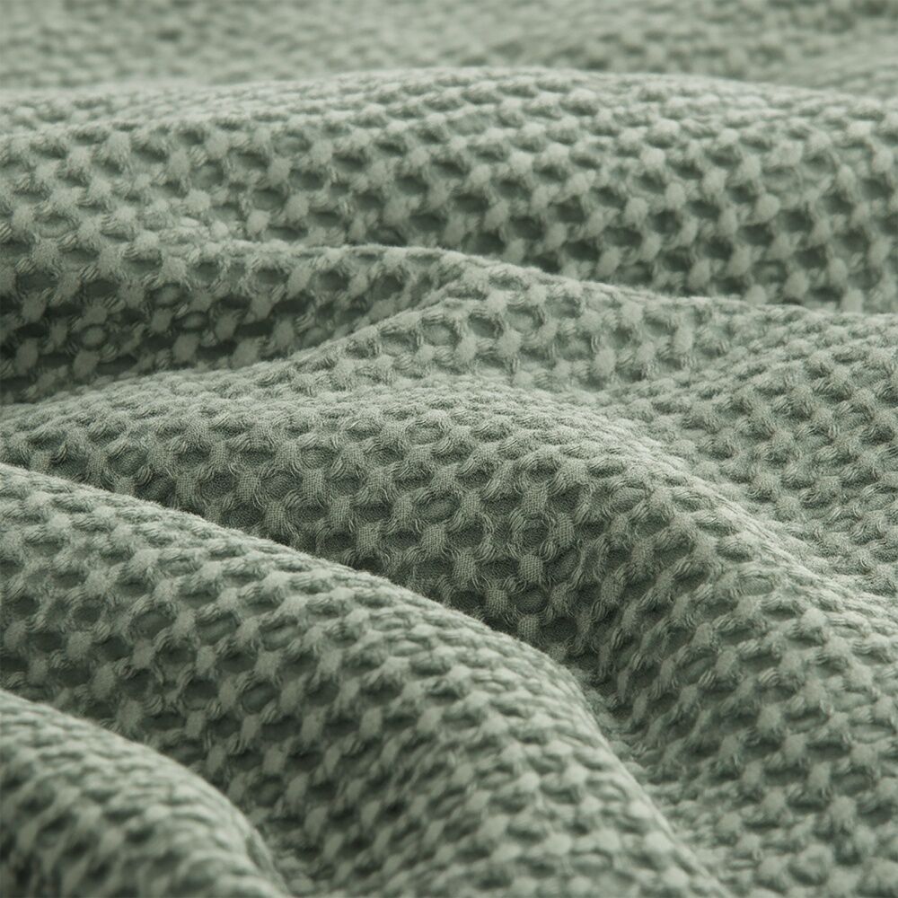 Cloud Linen Boronia Washed Cotton Waffle Comforter Set Moss Double/Queen