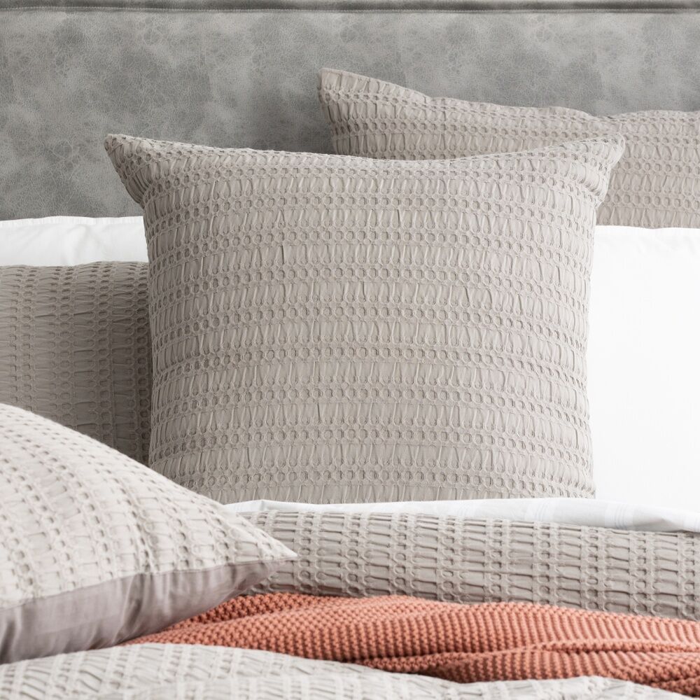 4PK Cloud Linen Celeste Seersucker Cotton Waffle European Pillowcase Charcoal
