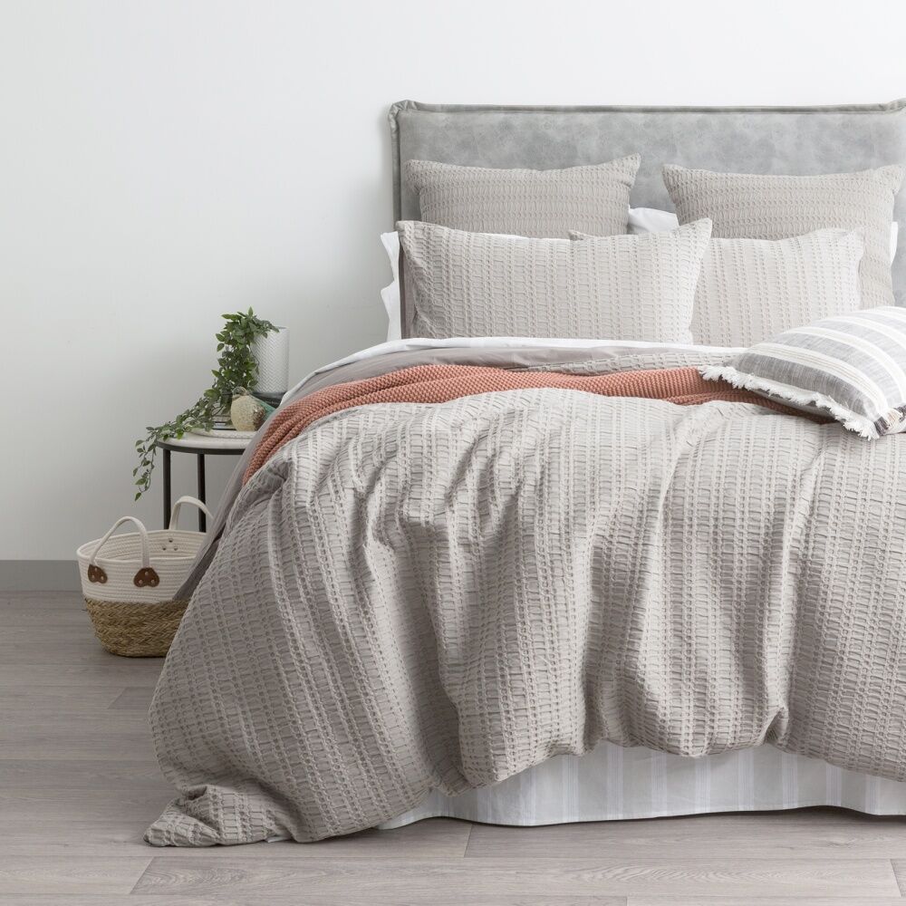 4PK Cloud Linen Celeste Seersucker Cotton Waffle European Pillowcase Charcoal