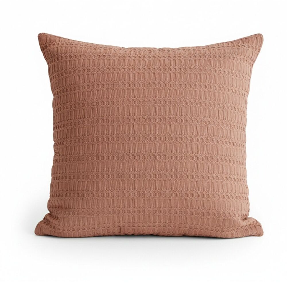 Cloud Linen Celeste Seersucker Cotton Waffle European Pillowcase Rust 65x65cm