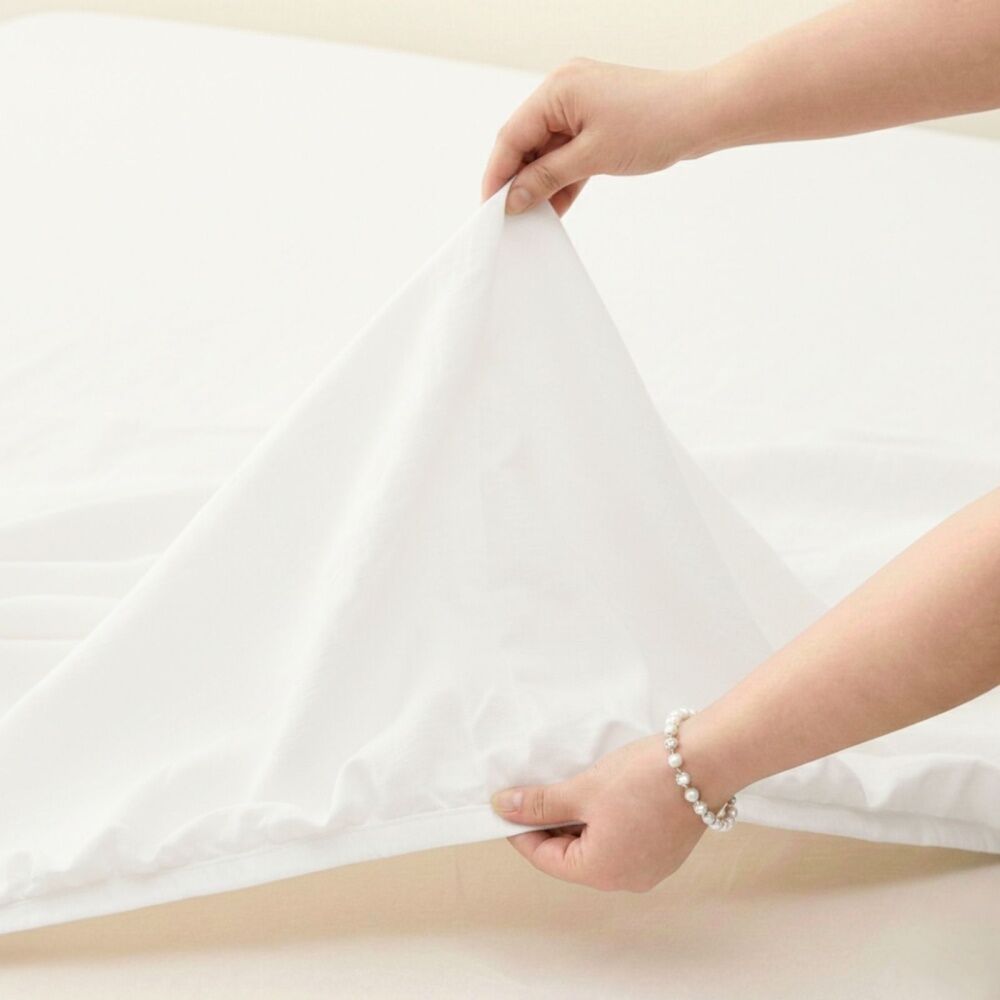 4pc Renee Taylor Washed Linen Cotton Bed Sheet & Pillow Case Set White