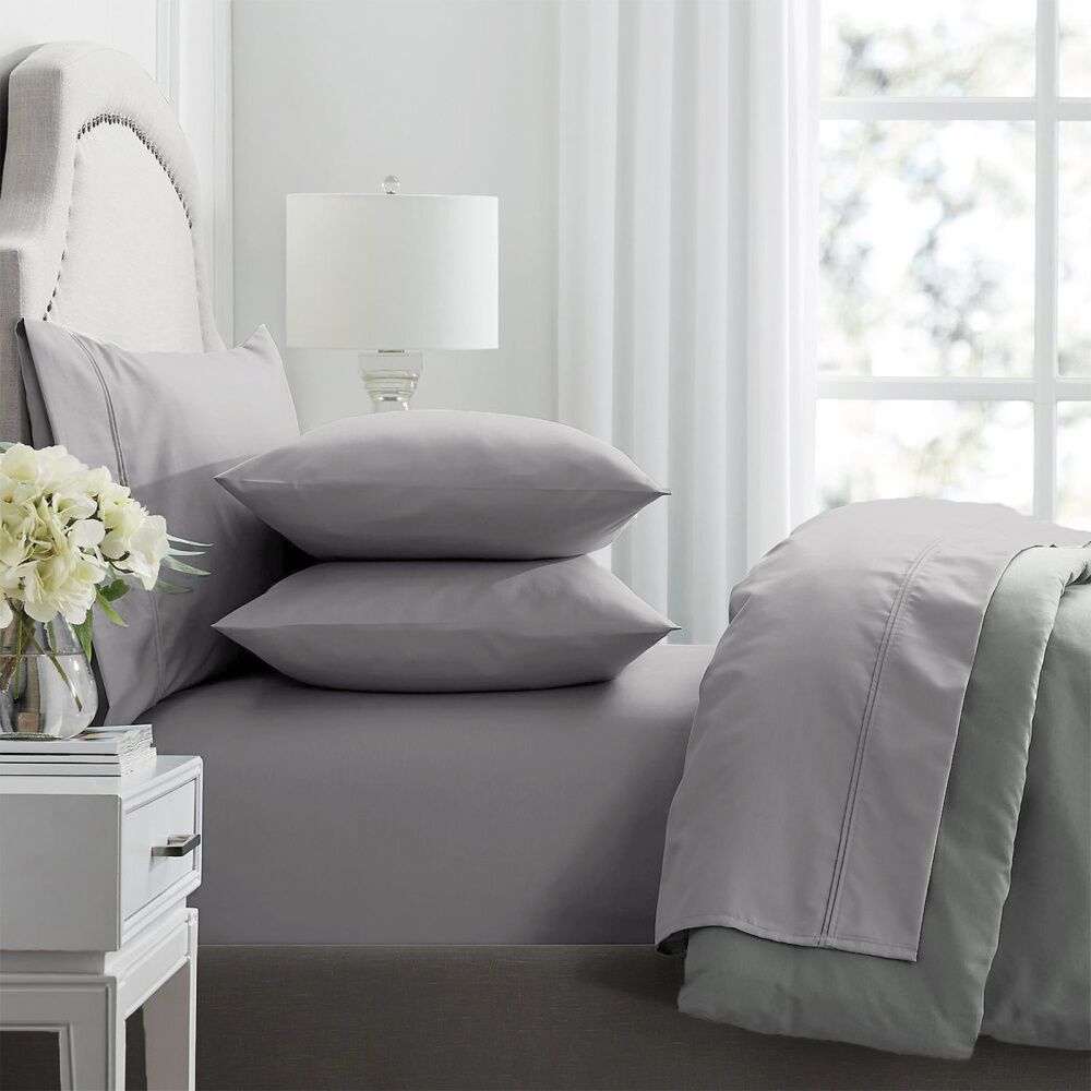 4pc Renee Taylor 1000TC Premium Egyptian Cotton Soft Sheet Set Ash
