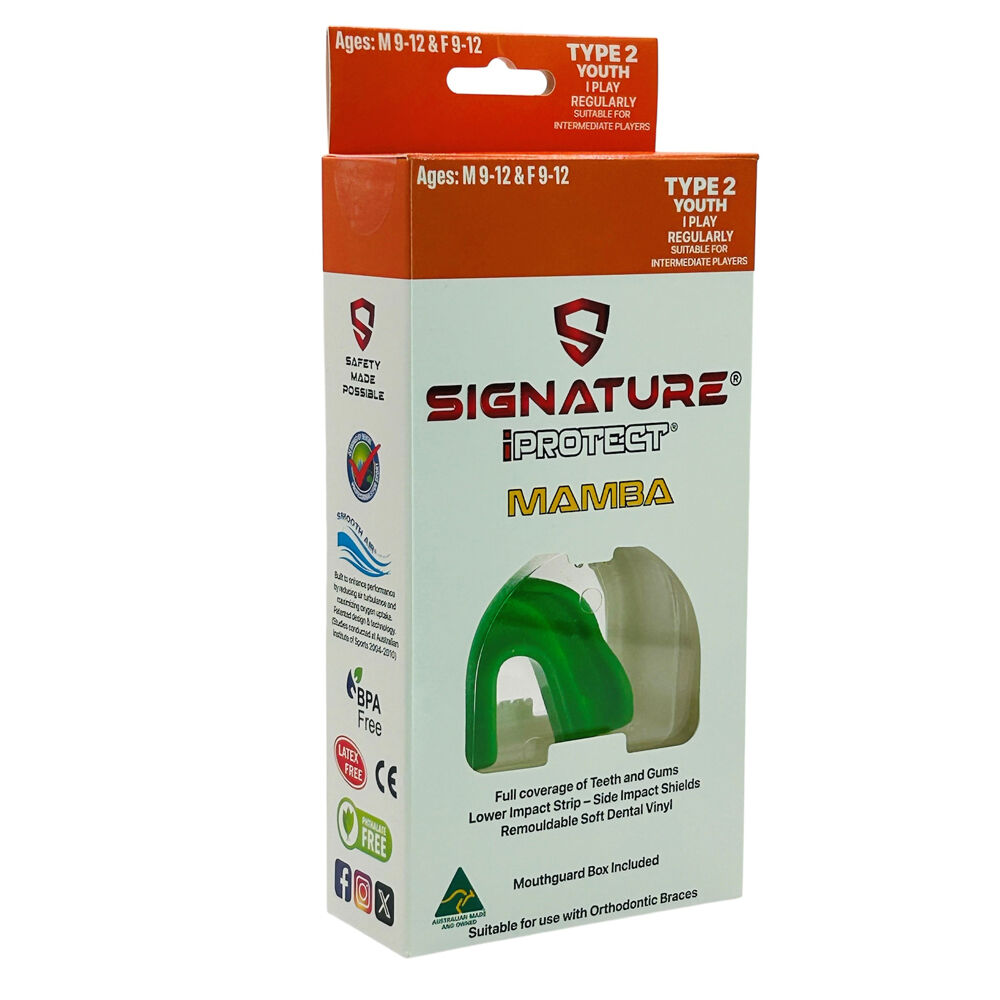 2PK Signature iPROTECT Type 2 Mamba Mouthguard Youth Sports Gear Red 9-12y