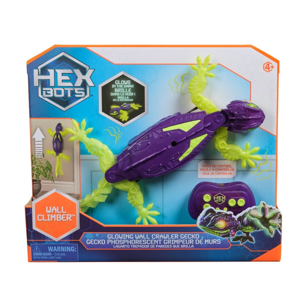 Hex Bots Glow In The Dark Gecko Wall Crawler Kids Play Toy 4y+