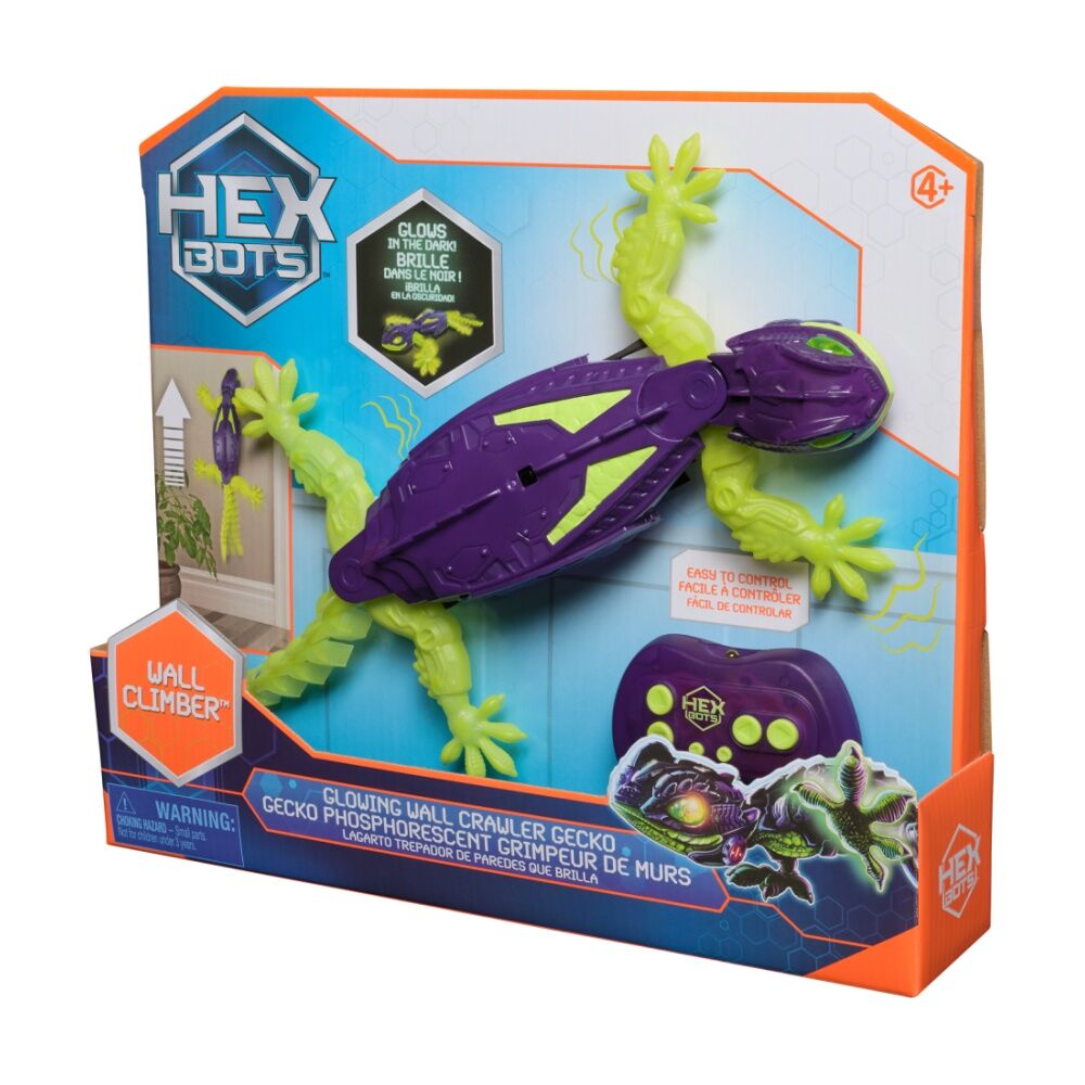 Hex Bots Glow In The Dark Gecko Wall Crawler Kids Play Toy 4y+