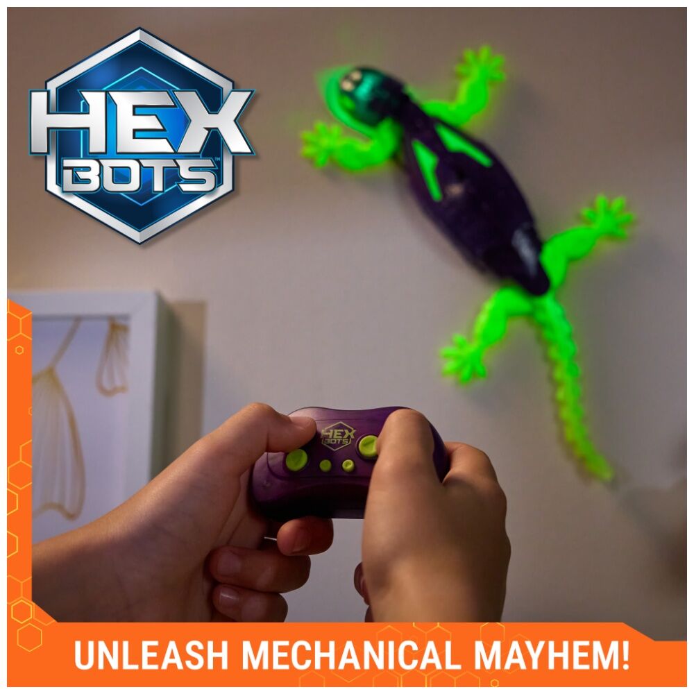 Hex Bots Glow In The Dark Gecko Wall Crawler Kids Play Toy 4y+