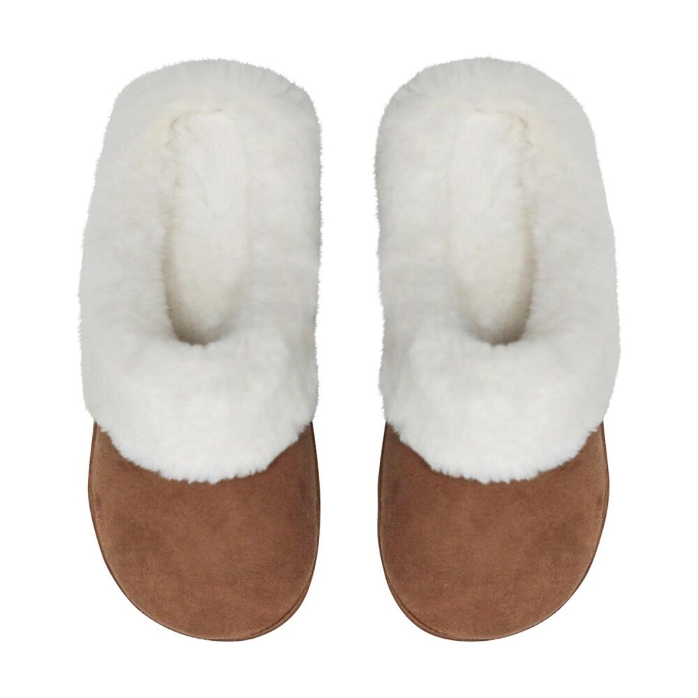 SnuggUps Women's Slide Non-Slip Closed Toe Slippers Chestnut Suede