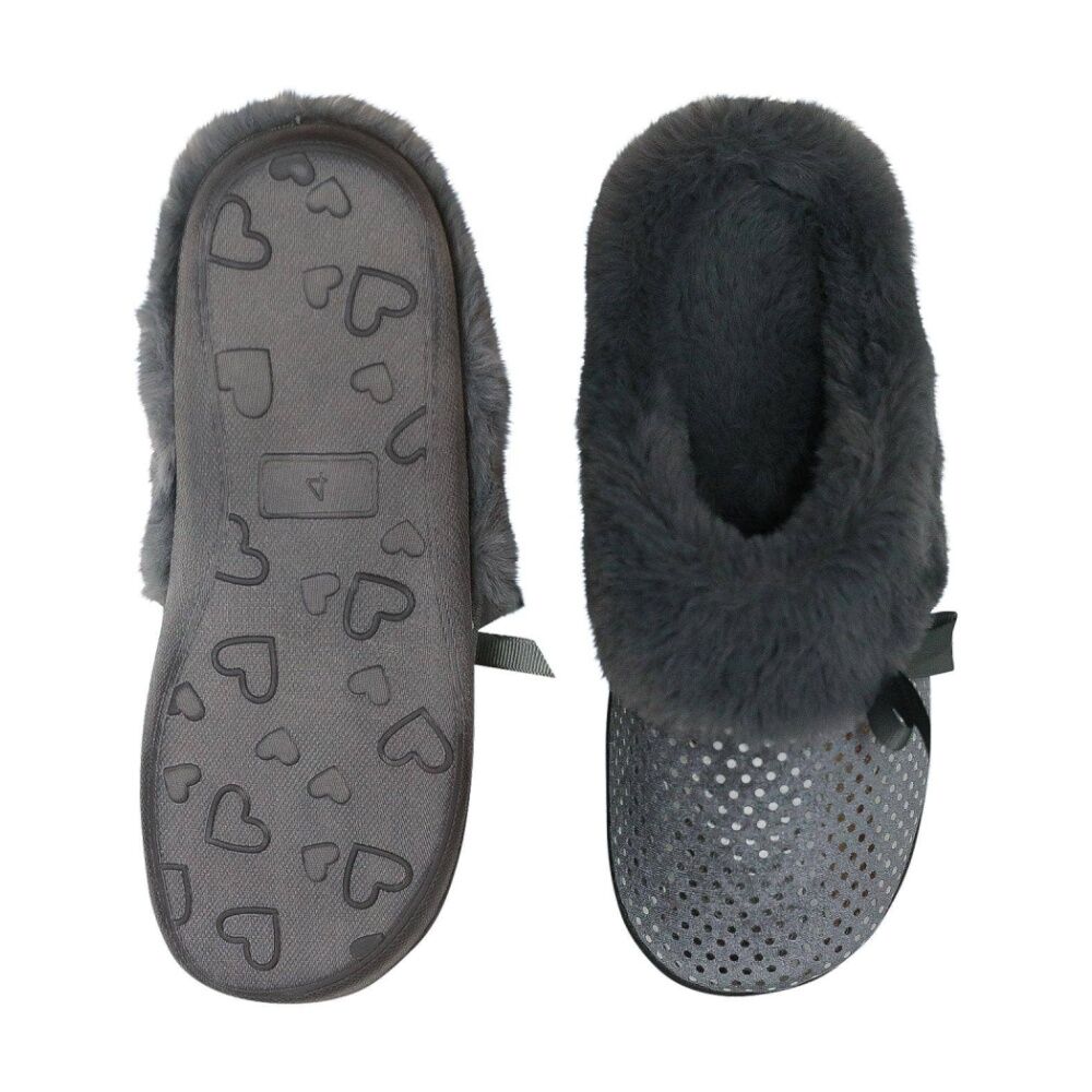 SnuggUps Women's Slide Non-Slip Closed Toe Slippers Grey Metallic