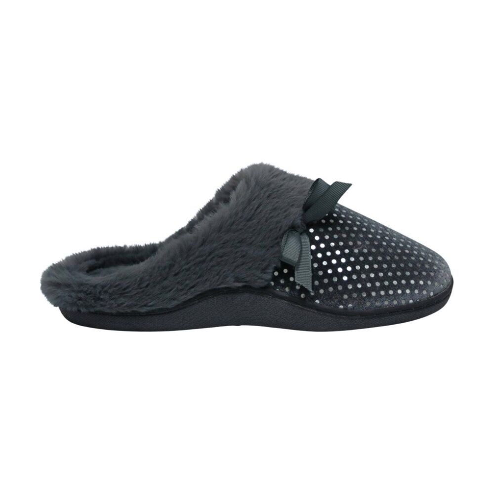 SnuggUps Women's Slide Non-Slip Closed Toe Slippers Grey Metallic