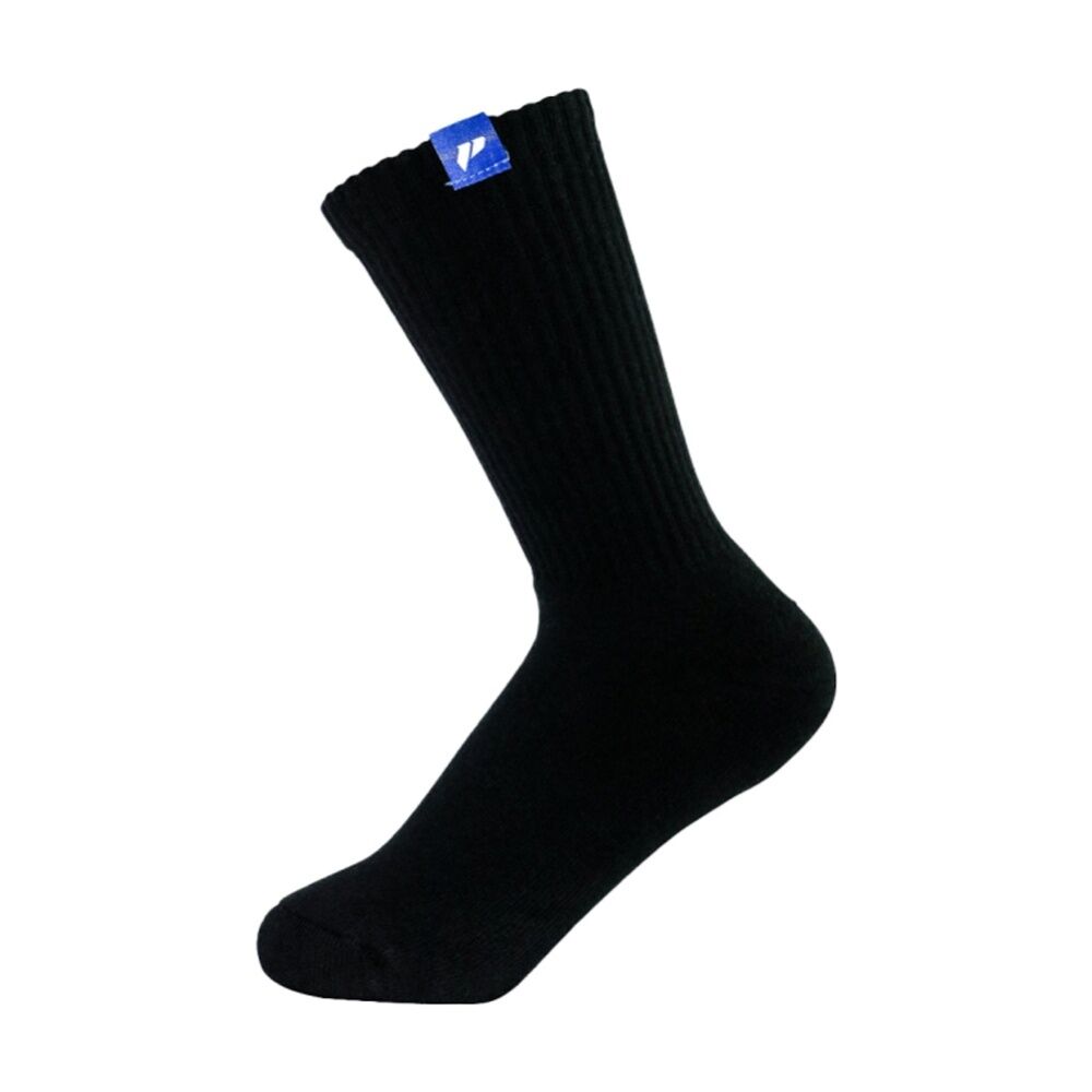 2PK Lifesopeche Black LSP Crew Label Activewear Socks W/ Blue-Logo One Size