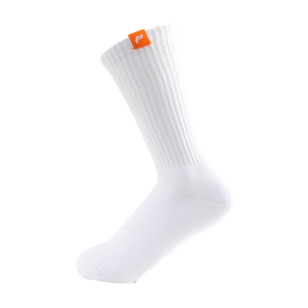 4PK Lifesopeche Ribbed White Crew LSP Label Socks Orange One Size