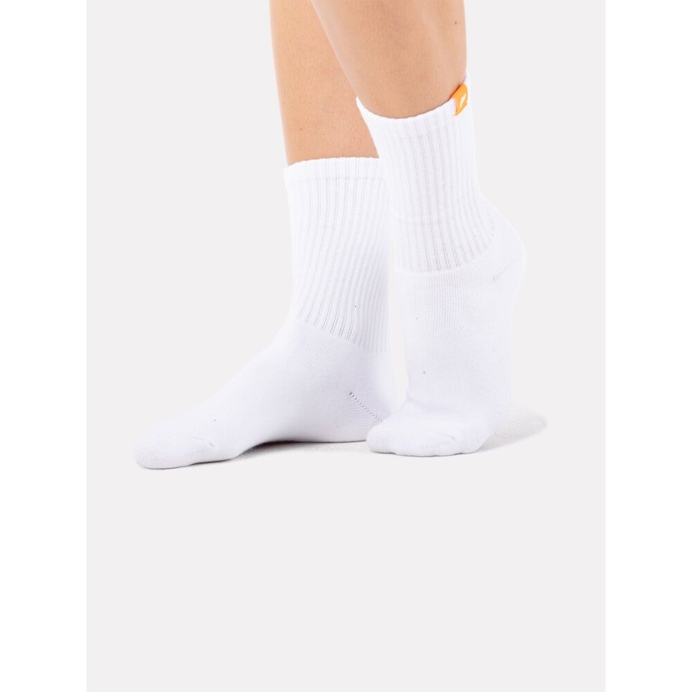 4PK Lifesopeche Ribbed White Crew LSP Label Socks Orange One Size