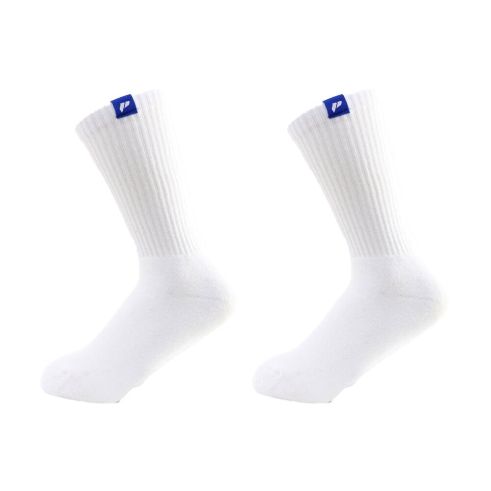 2PK Lifesopeche Ribbed White Crew LSP Label Socks Cobalt Blue One Size